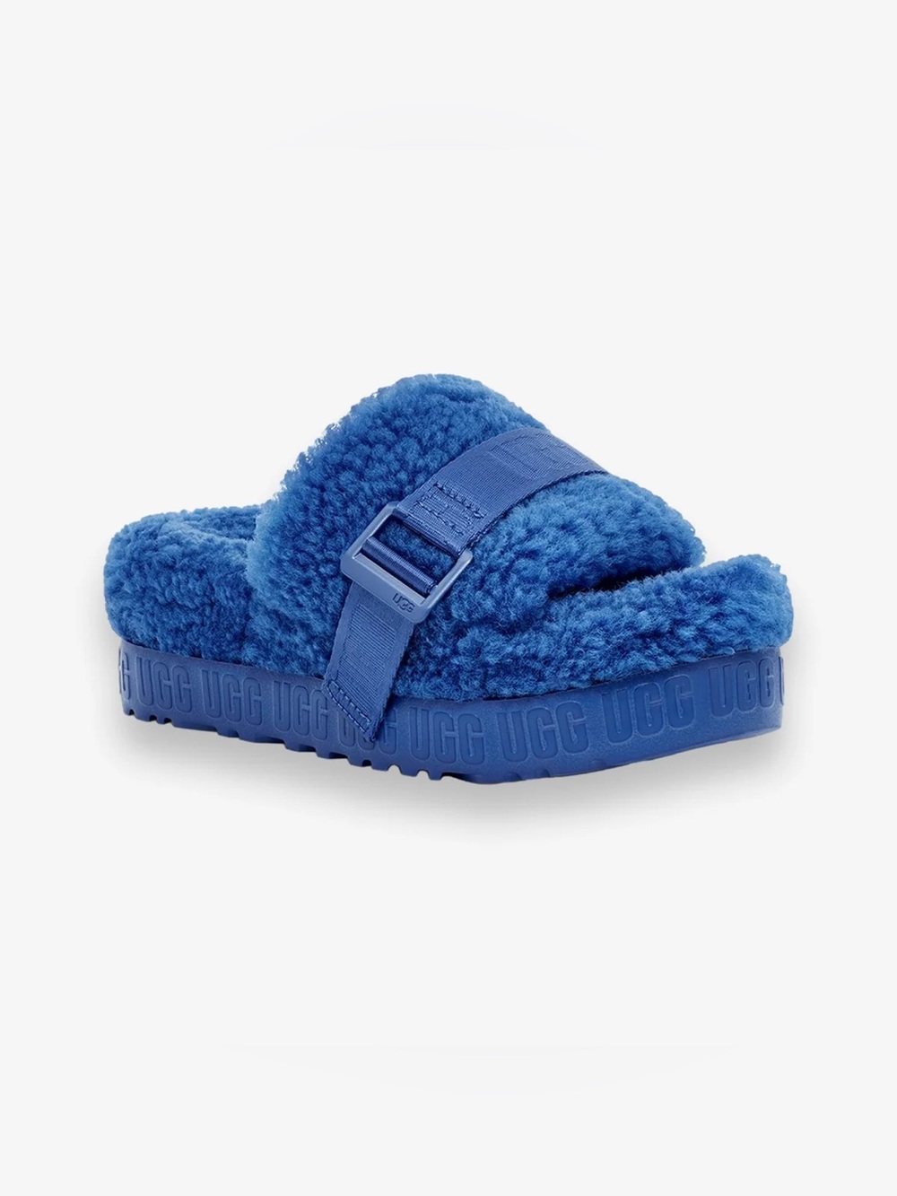 Ugg Fluffita Classic Blue platform Slides shoes size 9